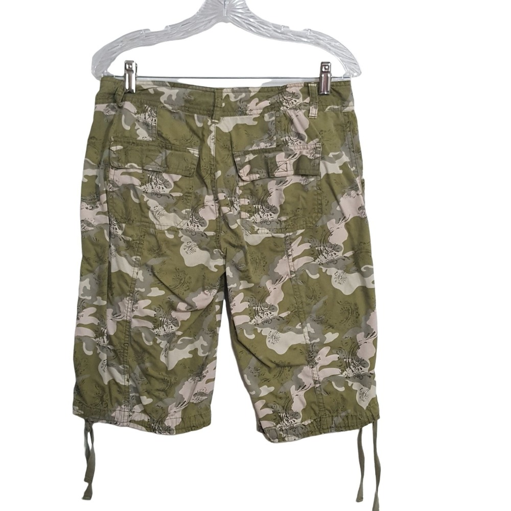 Magellan Shorts Womens 30 Bermuda Green Camo Drawstring Outdoor Cargo Utility